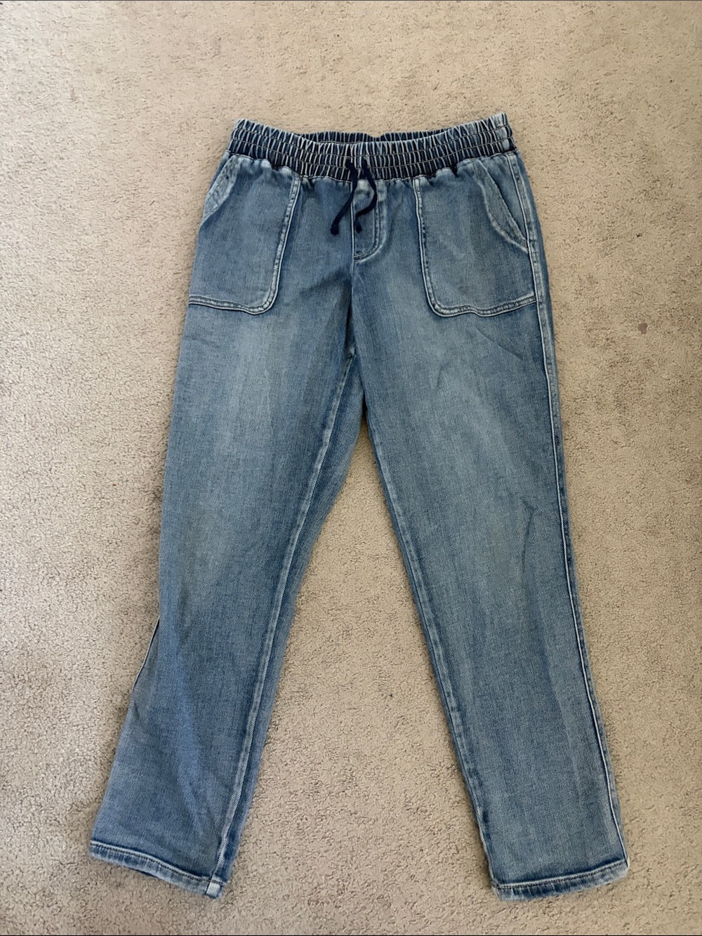Maurices Light Blue Denim Jogger with Elastic Waist